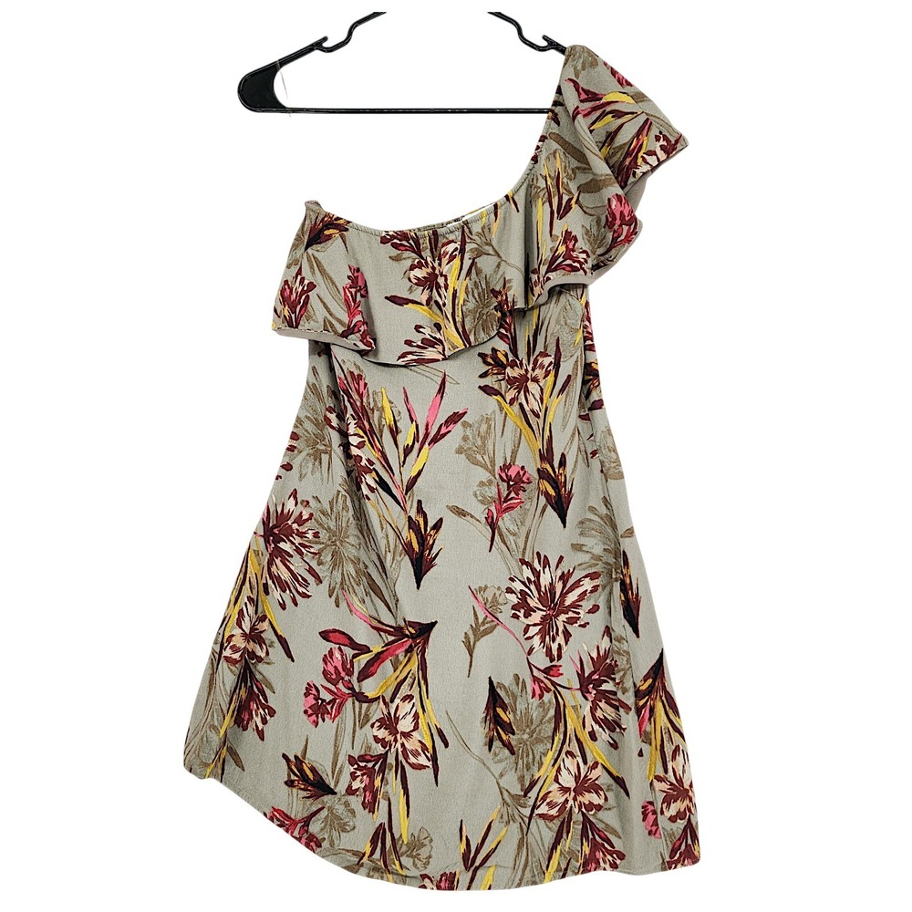 ASTR The Label Dress S Sage Green Floral Ruffle One Shoulder Fairy Whimsy Boho